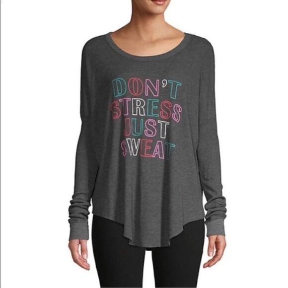Wildfox Dont Stress Just Sweat Oversized Thermal Loose Fit  Lounge Pullover - Picture 15 of 16
